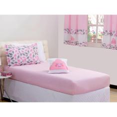 Jogo De Cama Lençol Solteiro Nuvem Rosa 03 Peças
