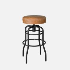 Banqueta de Aço Giratória Paris Compoarte Preto/Caramelo