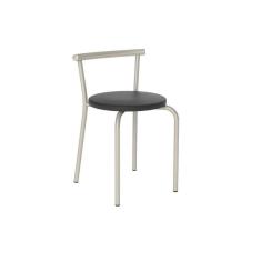 Banqueta De Cozinha 105 Kit 2 Un Prata - Assento Courano Preto - Carraro