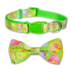 Pohshido Coleira de cachorro de Páscoa com gravata borboleta, coleira de ovos de doces de Páscoa de primavera para cães pequenos, médios e grandes