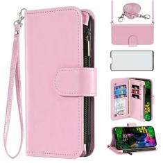 Asuwish Capa de celular para LG G8 ThinQ carteira com protetor de tela alça transversal flip zíper suporte para cartão de crédito Folio slot suporte LGG8 Thin Q G 8 LG8 G8thinq LGG8thinq 8G mulheres