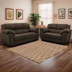 Sofá de 3 e 2 Lugares Cama inBox Paris com 202cm e 152cm de Larguras e Revestidos em Bouclé