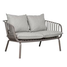 Sofá 2 Lugares Noronha Seiva Fratini 123 cm (largura) Base Aço Assento Polipropileno Estofado Cinza