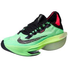Nike Tênis de corrida masculino Air Zoom Alphafly Next% Fk 2, Verde gritante/preto carmesim brilhante, 42