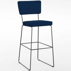 Banqueta Alta Bar Cozinha Sala De Jantar Fixa Allana L02 Suede Azul Marinho - Lyam Decor