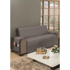 Capa Para Sofa 3 Lugares Impermeável King Cinza Preto
