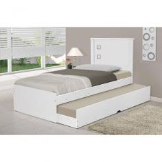 Cama Bibox Solteiro Barcelona Branco / Preto Com Dois Colchões - Tebarrot