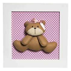 Potinho de Mel Quadro Decorativo Ursa Quarto Bebê Infantil Menina Rosa