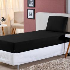 Jogo de Lençol Solteiro Malha 100% Algodão 2 Peças - Preto