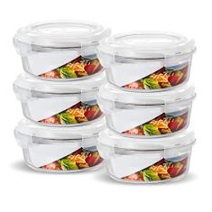 06 Potes Hermético Vidro Redondo Freezer E Microondas 950ml