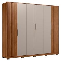 Guarda Roupa Casal Ripado Atrice 6 Portas Nogueira Nude Prime TX com P