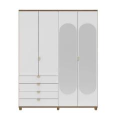 Guarda-Roupa Casal Espelho 4 Portas 100% MDF Look 181cm Freijó