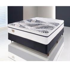 Cama Box Casal Multi Support Molas Miracoil 68X138X188Cm Ecoflex Azul Marinho/Branco
