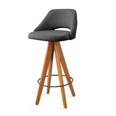 Banqueta Giratória Estofada Com Encosto Nicole Preto