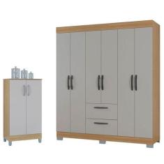 Guarda Roupa Casal Tóquio 6 Portas Com Armário Multiuso 2 Portas Peque