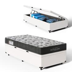 Cama Box Baú Solteiro + Colchão D33 Ortobom Iso 100 78cm