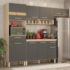 Cozinha Compacta Com Balcão Dama Demóbile Avena/Grafite