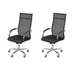 Kit 2 Cadeiras para Escritorio Presidente Alta Roma 3312 Preto
