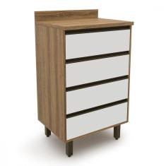 Balcão de Cozinha 4 Gavetas Confort Cinamomo com Off White Batrol