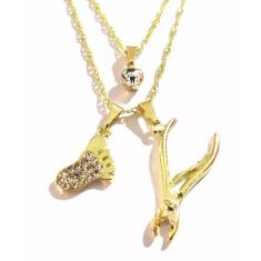 Colar Cordão Duplo Manicure Alicate Pé Folheado 18k