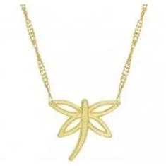 Colar Cordão Libélula Borboleta Folheado 18k