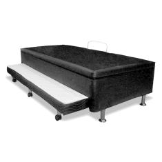 Cama Box Baú c/ Auxiliar Solteiro Universal Courano Nero Black (88x188) - Ortobom