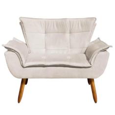 Kit 2 Poltronas Namoradeiras Pés Palito 2 Lugares Opla Suede Bege - Ib