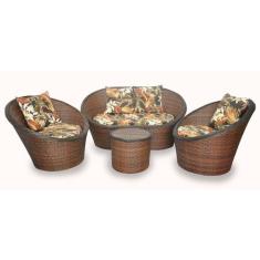 Conjunto de Sofá Fibra Sintética Bola - 1 Sofá 2 L + 2 Poltronas + 1 M