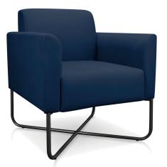 Poltrona Marisa Suede Azul Marinho Base X Industrial Preta