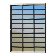 Porta De Correr Com Travessas 3 Folhas 1/3 Super Vidro Reflex 210cm X 150cm Brimak Mix Preto