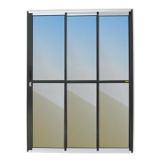 Porta De Correr 3 Folhas 1/3 Super Vidro Reflex 210cm X 150cm Brimak Mix Preto