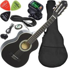 Kit Violão Infantil Elétrico Nylon 1/4 Capa Nr Bk Giannini