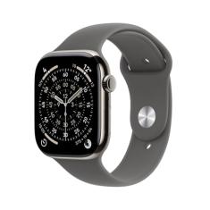Apple Watch Series 11 GPS + Cellular, Caixa em titânio natural de 46 mm com Bracelete desportiva cinzento rocha - M/G