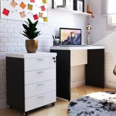 Escrivaninha Mesa Escritório 100cmx42cm 100cm Preto E Branca - Bramov 