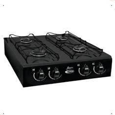 Fogão Portátil 4 Bocas a Gás Clarice Junior Mesa em Inox Acendimento Manual Preto 110V