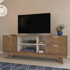 Rack Sala de Estar 1 Porta 2 Gavetas 4 Nichos Michigan Artely Pinho/Off White