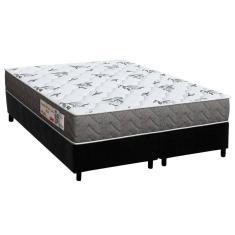 Cama Box Queen: Colchão Espuma D33 Orthoflex ComfortPedic Black + Base CRC Suede Black (158x198)