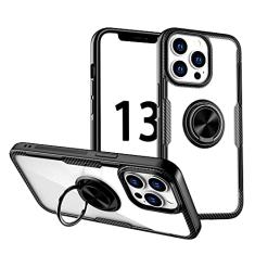 SORAKA Capa transparente para iPhone 13 Pro com suporte para anel,capa de PC rígida transparente Capa iPhone 13 Pro com placa de metal para suporte magnético de telefone para carro