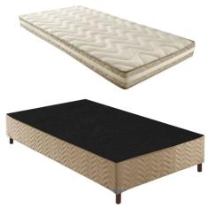 Box Solteiro Florença 42x88x188cm com Colchão Solteiro Unique D33 Plus Duoface 14x88x188cm Rustico Bege