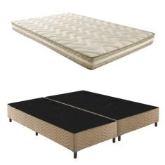 Box Queen Júlia 42x158x198cm com Colchão Queen Unique D33 Plus Duoface 14x158x198cm Rustico Bege