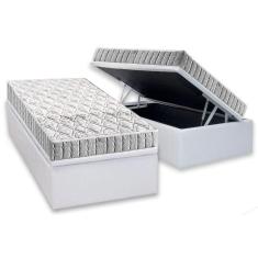 Cama Box Baú Solteiro: Colchão Espuma Anjos D33 Orthosono + Base CRC Courano White(88x188)