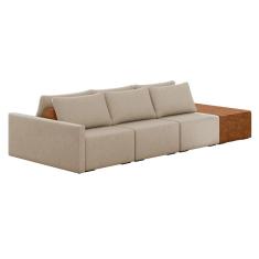 Sofá Ilha 3 Lugares Living 312cm Modulado para Sala Lary Linho K01 - D`Rossi