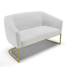 Sofá Namoradeira 2 Lugares Base Industrial Dourado Stella Linho D03 - D`rossi Cor A05 Cinza