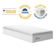 Colchão de Molas Ensacadas Pillow Top Flora Solteiro 88cm