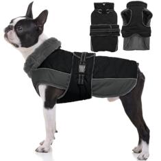 QBLEEV Casaco quente refletivo para cães, casaco de inverno ajustável, gola rolê, roupas de cachorro para clima frio, impermeável, de lã, para cães, colete para cães pequenos, médios e grandes