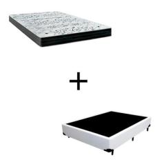 Cama Box Casal - Tecido Sintético Branco com Colchão Extra Firme D28 -