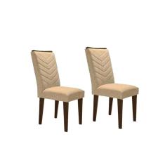 Cadeira Sala De Jantar Londrina Madeira Kit 2 Un Capuccino/linho Turim - Rufato