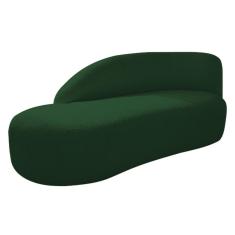 Divã Recamier Curvo Luna 185cm Lado Esquerdo Suede - Doce Sonho Móveis Cor Verde