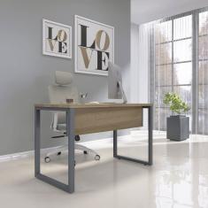 Mesa Para Escritório Industrial 90cm Pe25 Naturalle Grafito