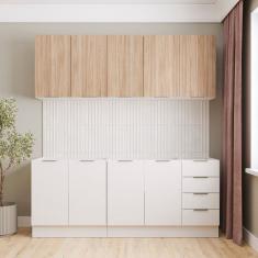 Cozinha Modulada 4 Peças Sem Tampo Com Rodapé 2 Aéreos E 2 Balcões Ipanema Cabecasa Madeiramadeira Branco Acácia